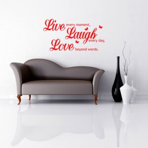 GLIX Live laugh love - samolepka na stenu Svetlo červená 70 x 35 cm