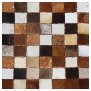 Luxusný kožený koberec, hnedá/čierna/biela, patchwork, 80x144, KOŽA TYP 3 | TEMPO KONDELA