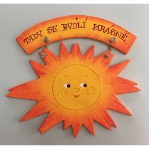 Sluníčko s cedulkou široké Keramika Andreas Nápis: Tady se bydlí krásně