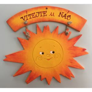 Sluníčko s cedulkou široké Keramika Andreas Nápis: Vítejte u nás