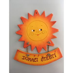 Sluníčko s cedulkou kulaté Keramika Andreas Nápis: Domácí štěstí