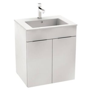 Jika Cube - Skrinka s umývadlom, 540 mmx422 mmx607 mm – skrinka, korpus biely, dvere biele, držadlá čierne H4536111763001