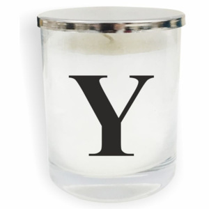 Bielo-čierna sviečka North Carolina Scandinavian Home Decors Monogram Glass Candle Y
