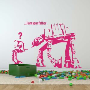 GLIX Banksy "I am your father" - nálepka na stenu Růžová 100 x 60 cm