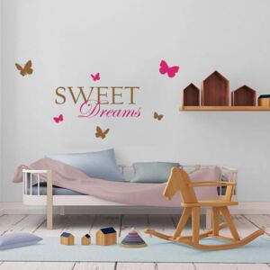 GLIX Sweet dreams - nálepka na stenu Hnedá a ružová 120 x 60 cm