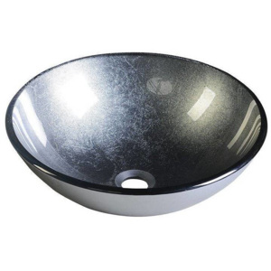 Sapho Beauty - Sklenené umývadlo SKIN, priemer 42 cm, metalická sivá 2501-16
