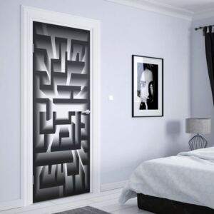 GLIX Fototapeta na dvere - 3D Geometric Black And White Maze