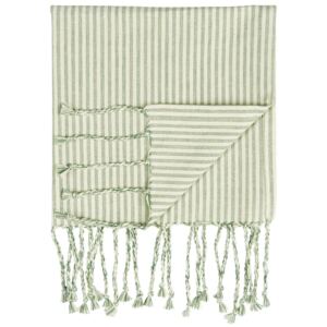 Bavlnený uterák Hammam Green Stripes