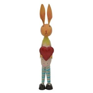 Veľkonočné dekorácie kovový králik so srdiečkom - 12 * 6 * 38 cm