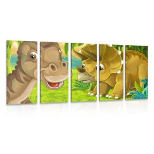 5-dielny obraz veselé dinosaury