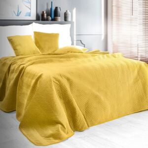 Obojstranný prešívaný prehoz na posteľ žltej farby Žltá
