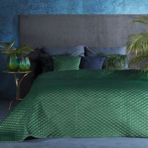Zelený prešívaný prehoz na posteľ zdobený flitrami Zelená