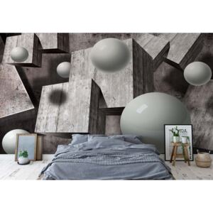 GLIX Fototapeta - 3D Design Balls Concrete Cubes Vliesová tapeta - 312x219 cm