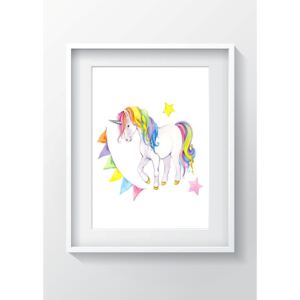 Nástenný obraz OYO Kids Colorful Unicorn, 24 x 29 cm