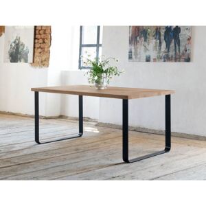 Benlemi Industriálny jedálenský stôl z dubového dreva PETER s kolmou kovovou podnožou Rozmer: 90x160 cm, Kvalita dreva: A/B najvyššia kvalita, Opracovanie hrany: Rovná hrana