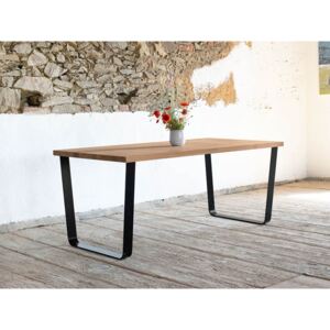 Benlemi Masívny jedálenský stôl z dubového dreva MIKE s šikmou kovovou podnožou Rozmer: 90x160 cm, Kvalita dreva: A/B najvyššia kvalita, Opracovanie hrany: Rovná hrana