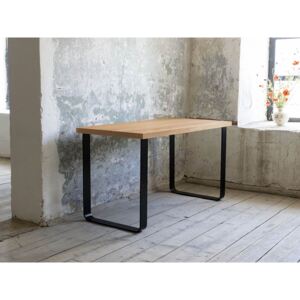 Benlemi Dubový pracovný stôl ISAAC s kolmou kovovou podnožou Kvalita dreva: A/B najvyššia kvalita, Opracovanie hrany: Rovná hrana