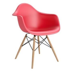 Mørtens Furniture Jedálenská stolička s drevenou podnožou Blom, červená
