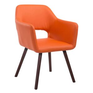 BHM Germany Jedálenská stolička s podrúčkami Arizona koža, nohy orech, oranžová