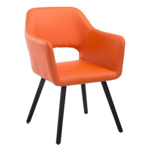 BHM Germany Jedálenská stolička s podrúčkami Arizona koža, čierne nohy, oranžová