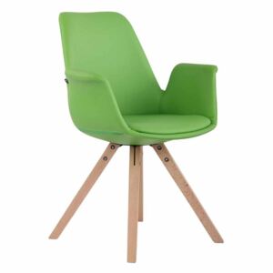 BHM Germany Jedálenská čalúnená stolička Prins koža, prírodné nohy, zelená