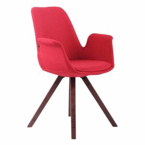 BHM Germany Jedálenská čalúnená stolička Prins textil, nohy orech, červená