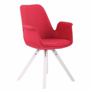 BHM Germany Jedálenská čalúnená stolička Prins textil, biele nohy, červená
