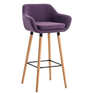 BHM Germany Barová stolička s drevenou podnožou Marina textil, fialová