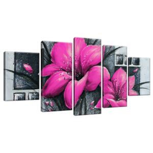 Ručne maľovaný obraz Nádherné ružové Vlčie maky 150x70cm RM2456A_5B