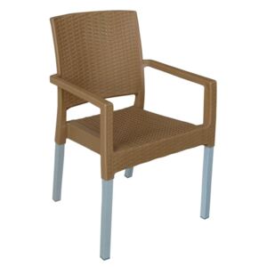 MEGA PLAST MP692 RATAN LUX (AL nohy) stolička hnedá