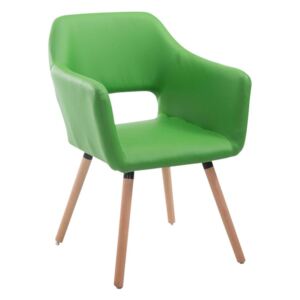BHM Germany Jedálenská stolička s podrúčkami Arizona koža, prírodné nohy, zelená