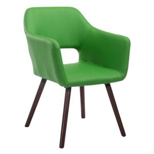 BHM Germany Jedálenská stolička s podrúčkami Arizona koža, nohy orech, zelená