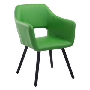 BHM Germany Jedálenská stolička s podrúčkami Arizona koža, čierne nohy, zelená