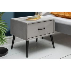 IIG - Nočný stolík FAMOUS 45 cm strieborno šedý, zamat