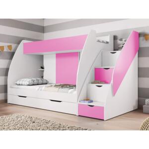 Poschodová posteľ 80 cm Mareus (ružová) (s roštom). Akcia -33%. Vlastná spoľahlivá doprava až k Vám domov