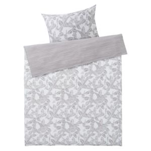 MERADISO® Renforcé posteľná bielizeň, 140 x 200 cm, listy biela / čierna (100308671)