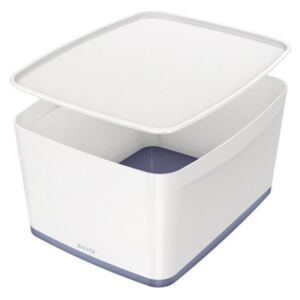 LEITZ Úložný box s vekom MyBox, veľkosť L biela/sivá