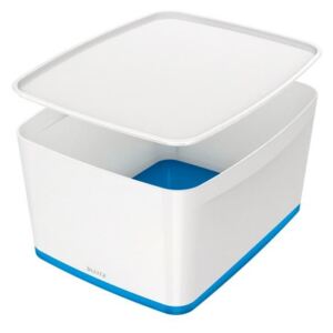 LEITZ Úložný box s vekom MyBox, veľkosť L biela/modrá