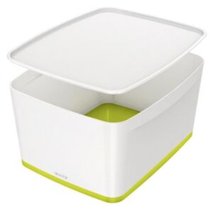 LEITZ Úložný box s vekom MyBox, veľkosť L biela/zelená