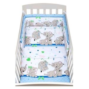 NEW BABY 2-dielne posteľné obliečky New Baby 90/120 cm modré so sloníky Modrá