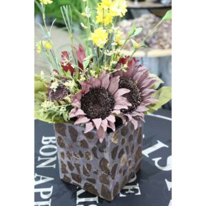 Hnedý mozaikový hranatý kvetináč 13cm