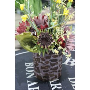 Hnedý mozaikový okrúhly kvetináč 13cm