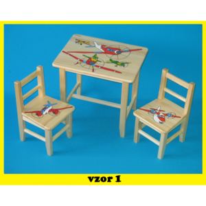 Detský Stôl s stoličkami Lietadlá + malý stolček zadarmo !! (+ Malý stolček zadarmo !!)