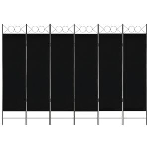 6-panelový paraván čierny 240x180 cm