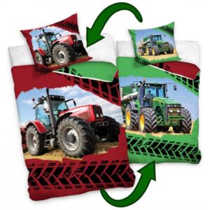 TipTrade · Bavlnené posteľné obliečky traktory - 70 x 90 cm + 140 x 200 cm - Certifikát Oeko-Tex Standard 100
