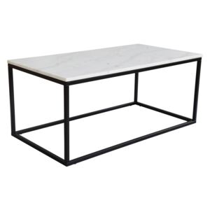 Biely mramorový konferenčný stolík s podnožím v čiernej farbe RGE Marble