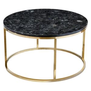 Čierny žulový konferenčný stolík s podnožím v zlatej farbe RGE Crystal, ⌀ 85 cm