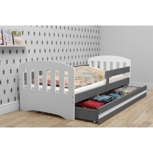 Detská posteľ CLASSIC + ÚP + matrac + rošt ZADARMO, 80x160, bialy, grafitová