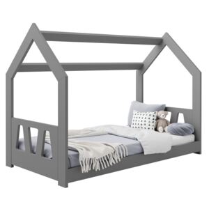 AMI nábytok Detská posteľ DOMČEK D2A 80x160cm masív sivá