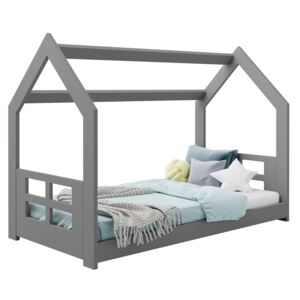 AMI nábytok Detská posteľ DOMČEK D2D 80x160cm masív sivá